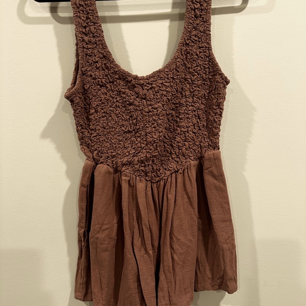 Free People Brown Textured Jumpsuit